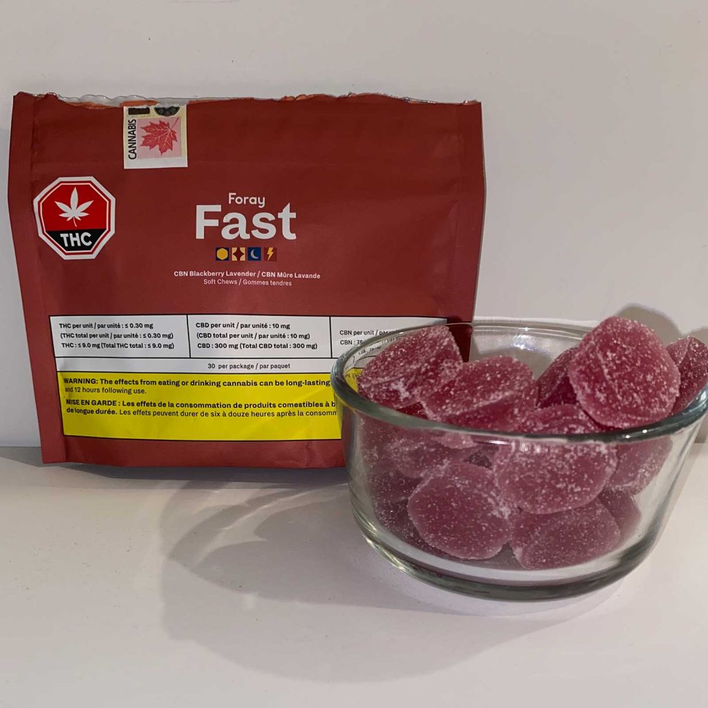 Foray Fast CBN Blackberry Lavender Soft Chews Review Edibles Photos 3 Merry Jade