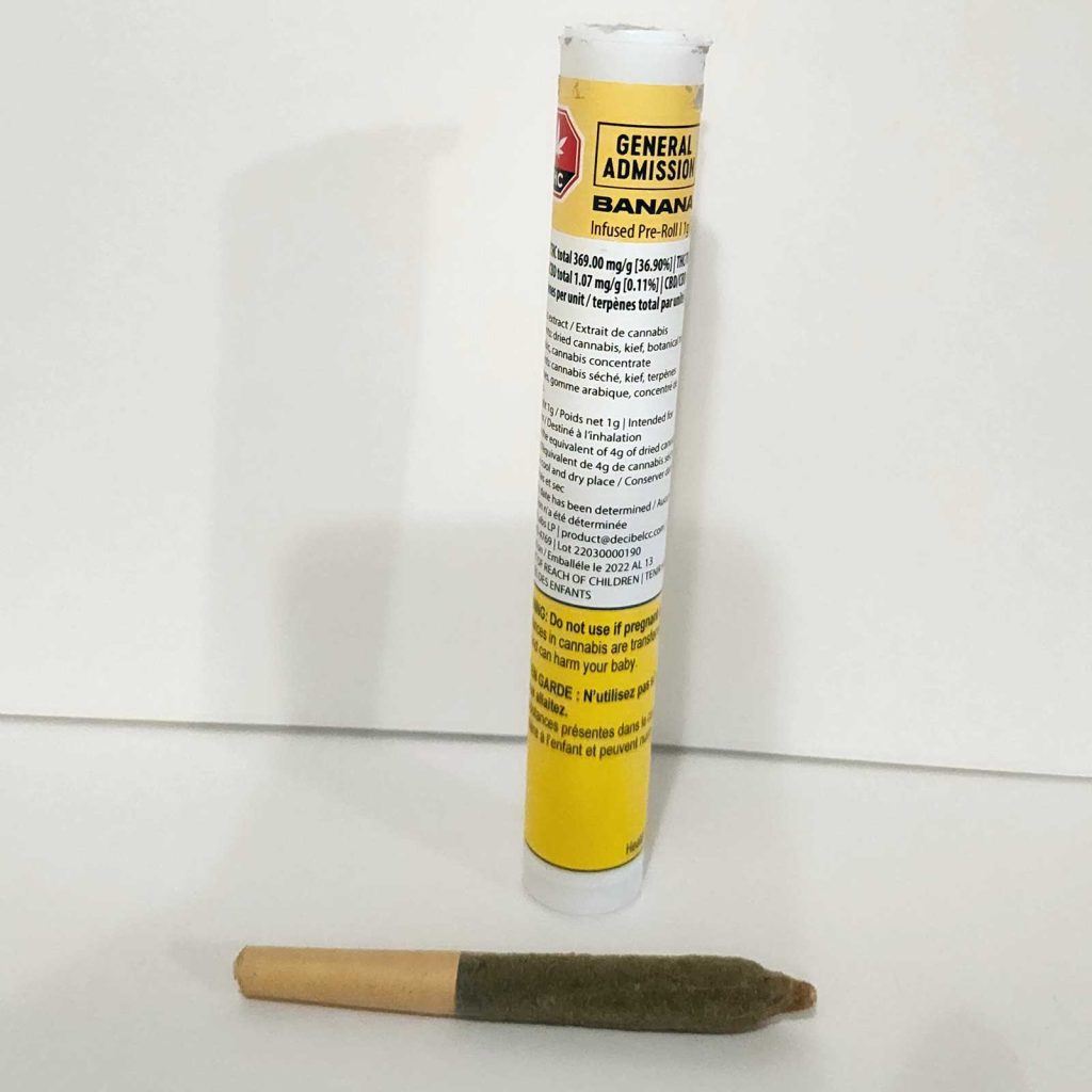 general admission banana kush pre roll review cannabis photos 2 merry jade