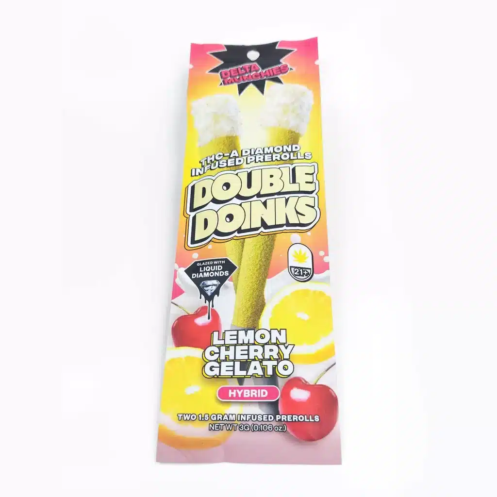 delta munchies double doinks lemon cherry gelato pre rolls review 1 merry jade